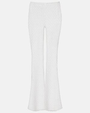 Missoni Open-Knit Lame Wide-Leg Pants - White