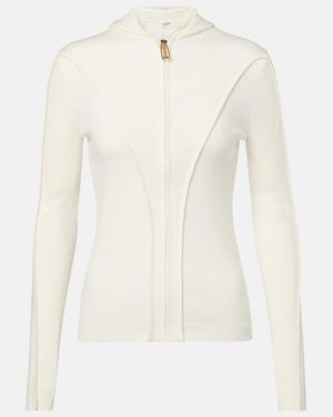 Victoria Beckham Wool-Blend Jersey Zip-Up Hoodie - White