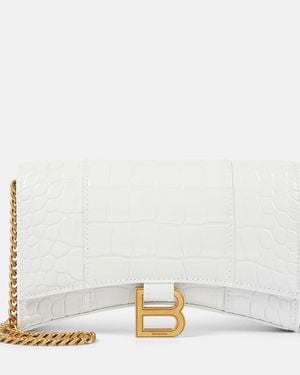 Balenciaga Hourglass Leather Wallet On Chain - White