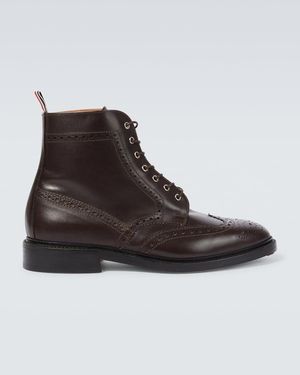 Thom Browne Schnuerstiefel Aus Leder - Braun