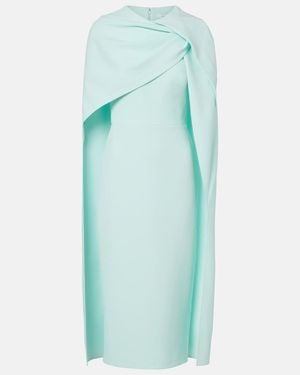Safiyaa Oria Caped Crepe Midi Dress - Blue