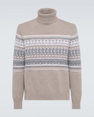 ZEGNA Jacquard Cashmere Turtleneck Jumper - Grey