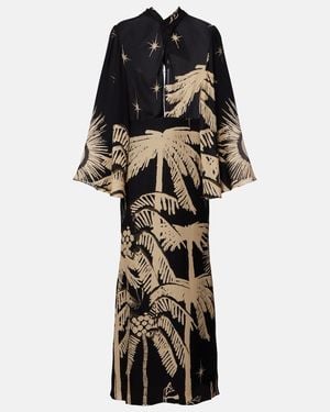 Johanna Ortiz Printed Silk Maxi Dress - Black