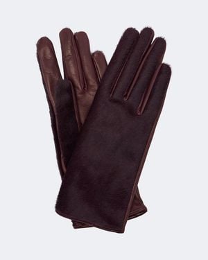 Nour Hammour Silk-Lined Calf Hair And Leather Gloves - Purple