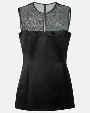 KHAITE Sasmo Silk-Paneled Satin Top - Black
