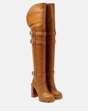Christian Louboutin Brodeback Lug Over-The-Knee Boots - Brown