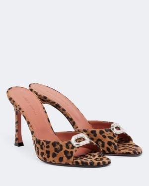 AMINA MUADDI Mules Camelia Mini En Cuir A Ornements - Marron