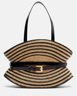 Balmain Gestreifte Schultertasche - Schwarz