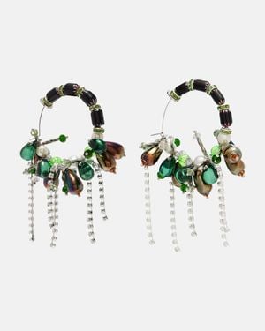 Dries Van Noten Pendientes De Aro Adornados - Blanco