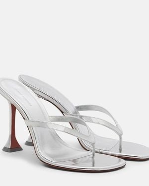 AMINA MUADDI Juliette Mirrored Leather Thong Sandals - White