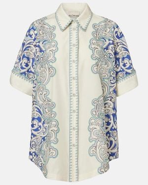 ALÉMAIS Printed Cotton And Silk Shirt - Blue