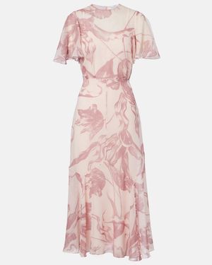 Erdem Printed Silk-Chiffon Midi Dress - Pink