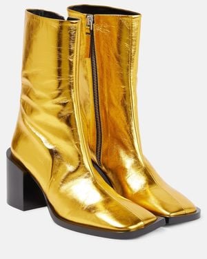 Jil Sander Metallic Leather Ankle Boots - Yellow