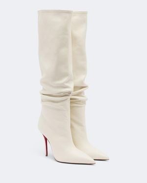 Christian Louboutin Botas Altas Zependris De Piel - Blanco