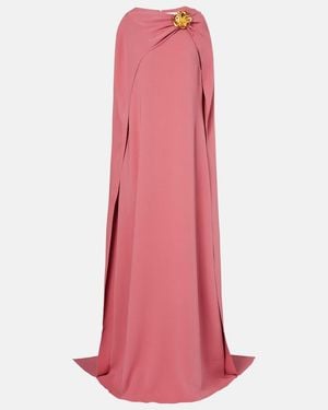 Oscar de la Renta Caped Silk-Blend Gown - Pink