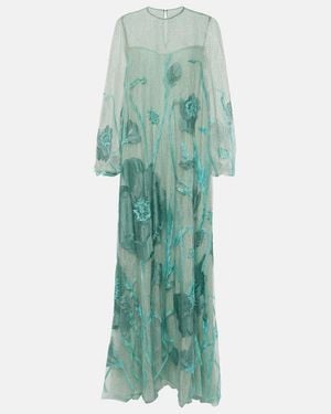 Costarellos Yesenia Embroidered Tulle Gown - Green