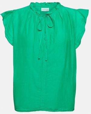 Velvet Melanie Cotton And Silk Voile Top - Green