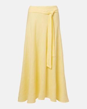 Velvet Malina Linen Midi Skirt - Yellow