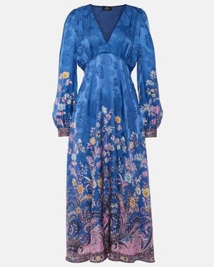 Etro Paisley Midi Dress - Blue