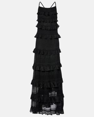 Zimmermann Illustration Ruffled Knitted Maxi Dress - Black