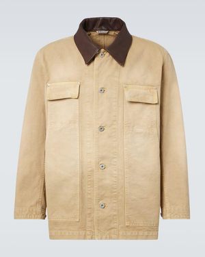 AURALEE Leather-Trimmed Cotton Duck Jacket - Natural