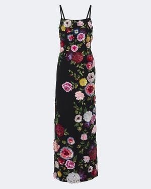 La Fuori Noir Jardin Sequined Gown - White