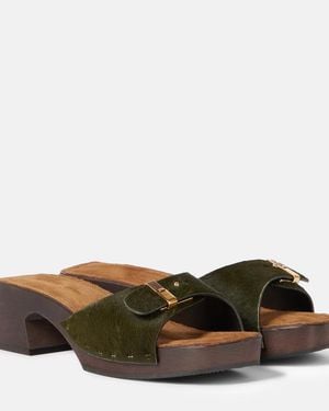 KHAITE Britt 25 Calf Hair Clogs - Brown