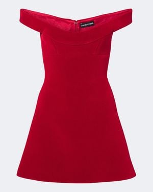 David Koma Off-Shoulder Velvet Minidress - Red