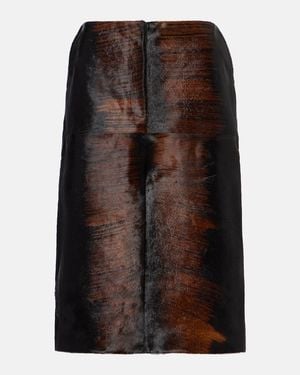Magda Butrym Printed Calf Hair Pencil Skirt - Brown