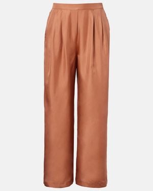 Asceno Pantalones Anchos Isola De Sarga De Seda - Marrón