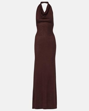 AYA MUSE Reed Halterneck Maxi Dress - Purple