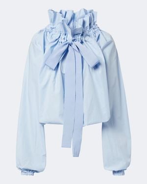 Patou Bow-Detail Cotton Poplin Blouse - Blue
