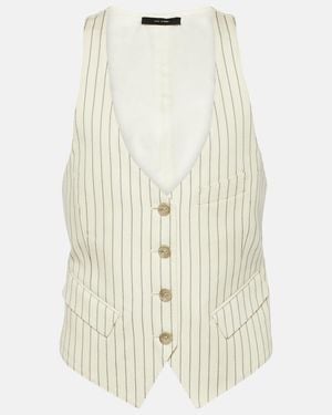 Tom Ford Pinstripe Wool And Silk-Blend Vest - Natural