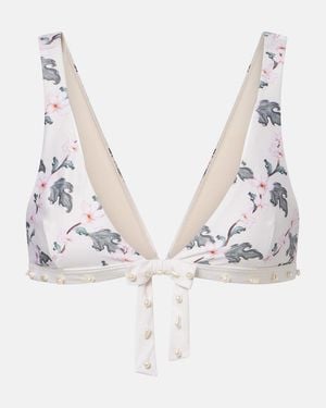 Agua Bendita Huerta Floral Bikini Top - Metallic