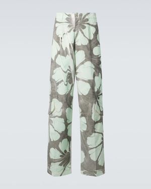 Dries Van Noten Floral Cotton Wide-Leg Trousers - Green