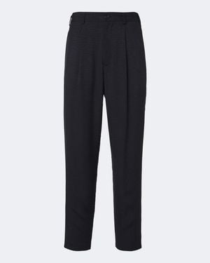 Giorgio Armani Pleated Jacquard Straight Trousers - Blue