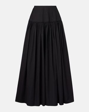 Alaïa Gathered Cotton-Poplin Maxi Skirt - Black
