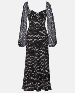 RIXO London Ivy Polka-Dot Silk Maxi Dress - Black