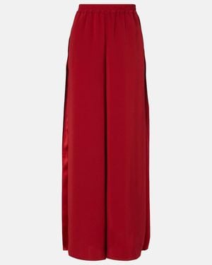Max Mara Crepe Wide-Leg Trousers - Red