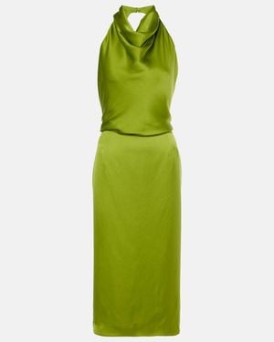 Magda Butrym Halterneck Silk Satin Midi Dress - Green