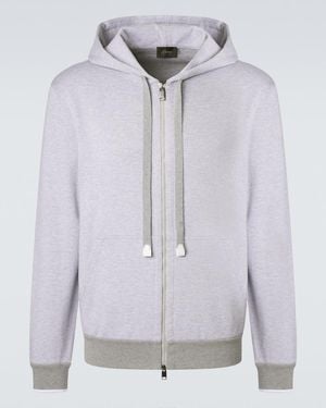Brioni Cotton-Blend Zip-Up Hoodie - Grey