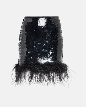 GIUSEPPE DI MORABITO Feather-Trimmed Sequined Miniskirt - Black