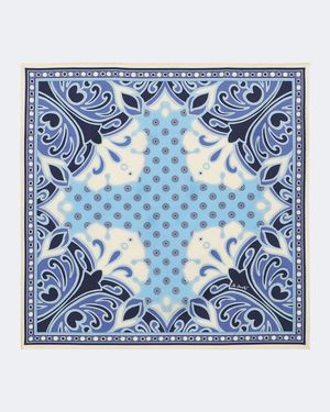 La DoubleJ Printed Silk Twill Scarf - Blue