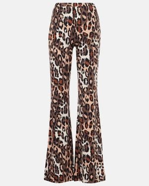 Diane von Furstenberg Brooklyn Leopard-Print Flared Trousers - White