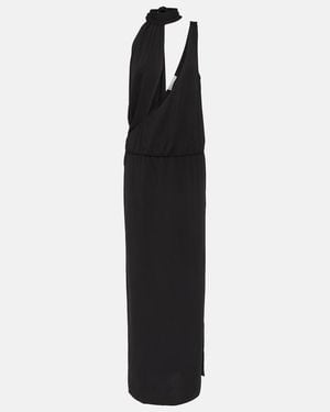 Christopher Esber Draped Halterneck Side-Slit Gown - Black