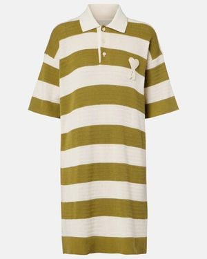 Ami Paris Ami De Cour Striped Cotton Polo Dress - Yellow