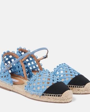 Aquazzura Sunburst Raffia Espadrille Sandals - Blue