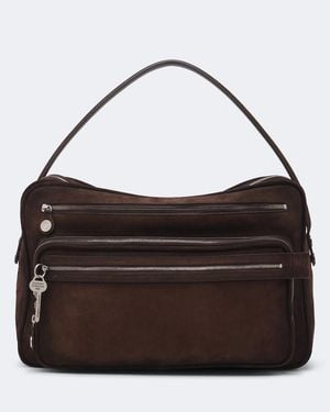Acne Studios Schultertasche Camero Camera Aus Veloursleder - Schwarz