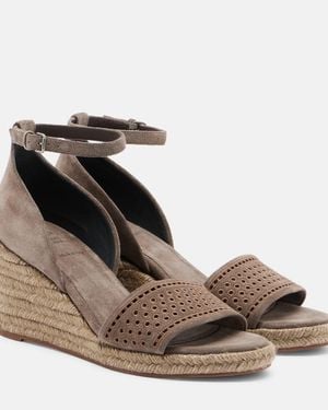 Brunello Cucinelli Suede Espadrille Wedges - Brown