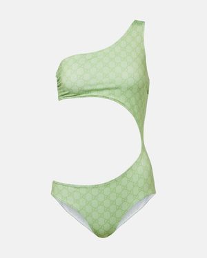 Gucci Costume Intero Con Stampa Gg Con Cut-Out - Verde